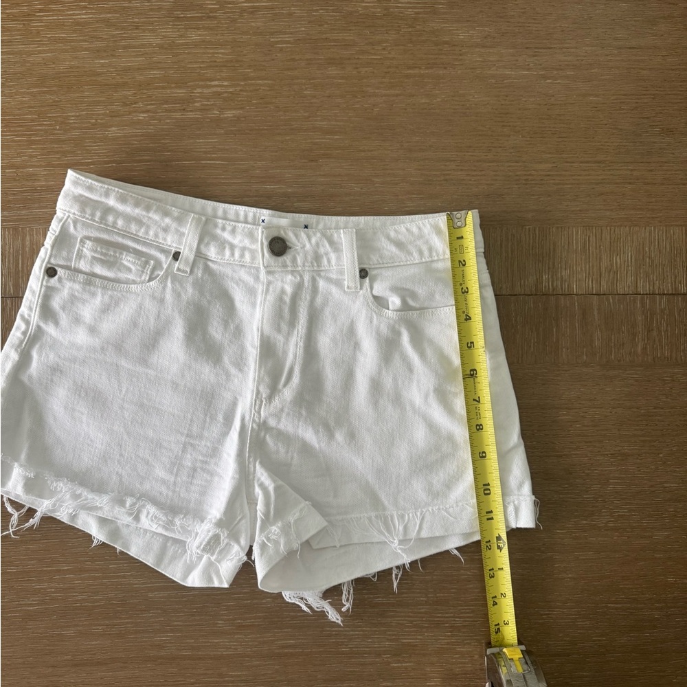PAIGE White Jimmy Jimmy Jean Shorts Distressed Raw Hem - Picture 6 of 6